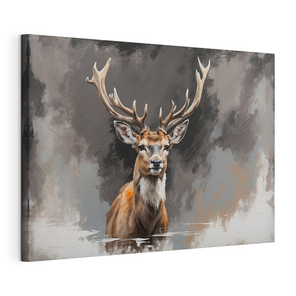 Hirsch mit Geweih schaut in die Kamera Wandbilder Hirsch mit Geweih schaut in die Kamera