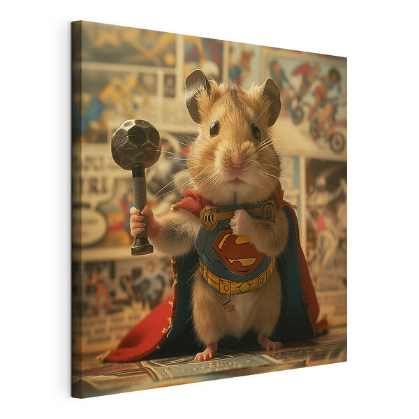 Hamster mit einem Umhang und einem Hammer in der Hand Wandbilder Hamster mit einem Umhang und einem Hammer in der Hand