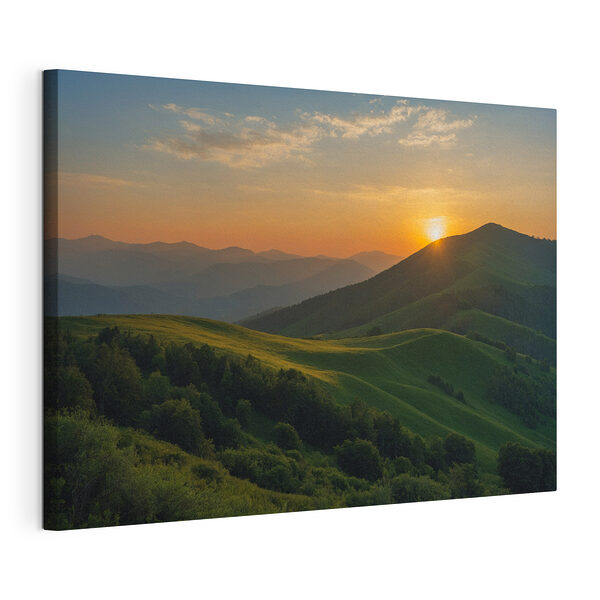 Wandbilder Wandbilder Sonnenuntergang über einem grünen Hügel (Artikelnummer: s41045)