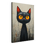 Wandbilder Schwarze Katze mit orangefarbenen Augen