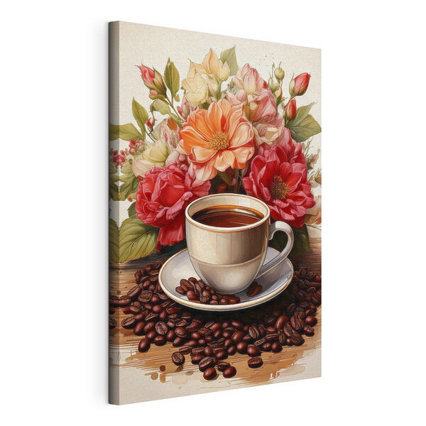 Tasse Kaffee und Blumen Wandbilder Tasse Kaffee und Blumen
