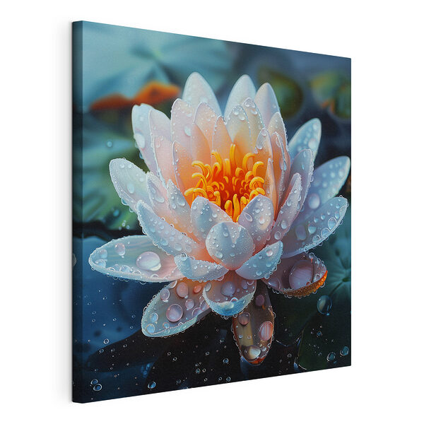Weiße Blume mit Wassertropfen darauf Wandbilder Weiße Blume mit Wassertropfen darauf