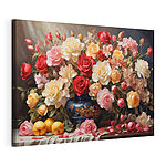Wandbilder Vase mit Blumen und Früchten