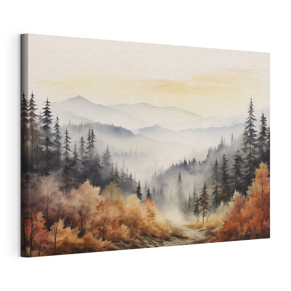 Landschaft eines Waldes mit Nebel Wandbilder Landschaft eines Waldes mit Nebel