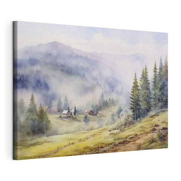 Wandbilder Wandbilder Aquarell eines Dorfes in den Bergen (Artikelnummer: s41649)