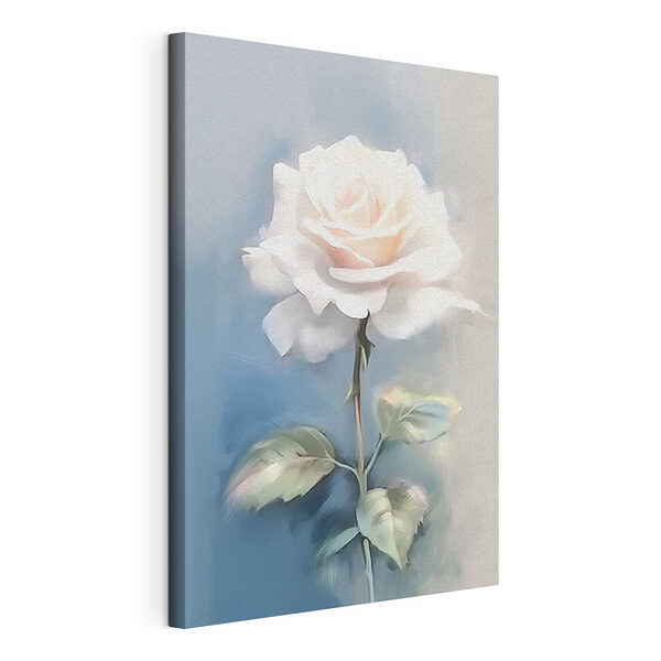 Wandbilder Wandbilder Weiße Rose mit grünen Blättern (Artikelnummer: s41696)
