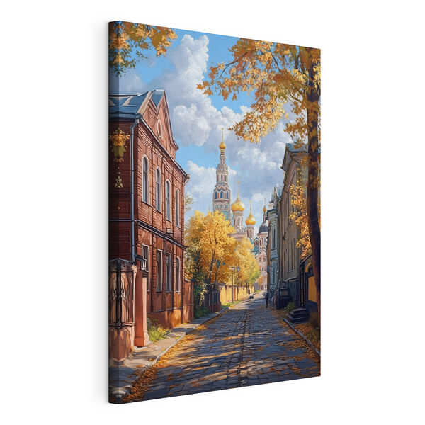 Straße mit Gebäuden und Bäumen Wandbilder Straße mit Gebäuden und Bäumen