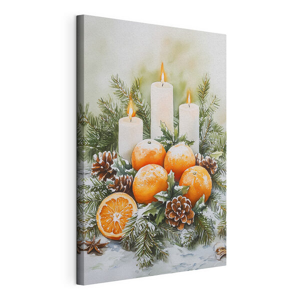 Malerei von Orangen und Kerzen Wandbilder Malerei von Orangen und Kerzen