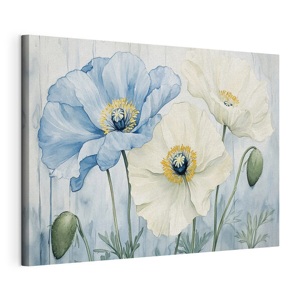 Gemälde mit Blumen auf blauem Hintergrund Wandbilder Gemälde mit Blumen auf blauem Hintergrund