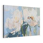 Wandbilder Gemälde mit Blumen auf blauem Hintergrund