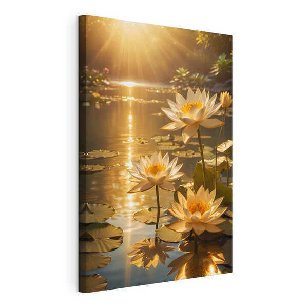 Gruppe von weißen Blumen in einem Teich Wandbilder Gruppe von weißen Blumen in einem Teich