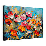 Wandbilder Malerei von Blumen auf einer blauen Fläche