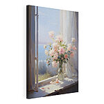 Wandbilder Vase mit Blumen vor einem Fenster