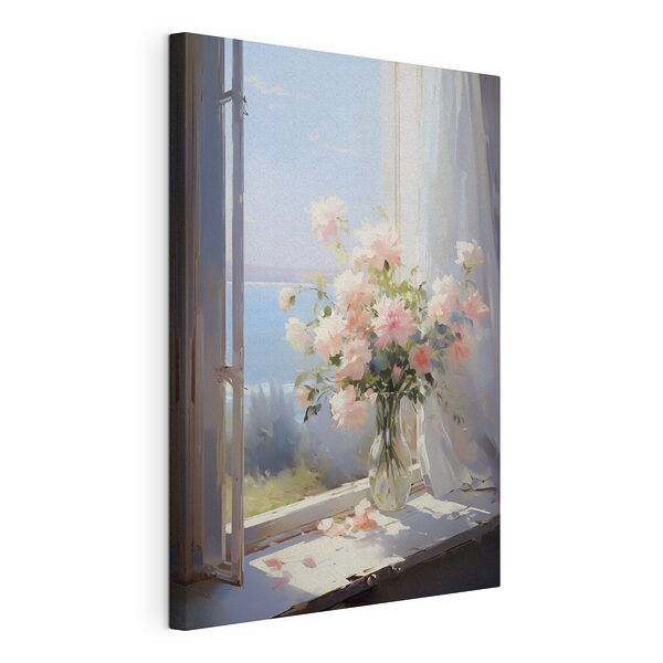 Vase mit Blumen vor einem Fenster Wandbilder Vase mit Blumen vor einem Fenster