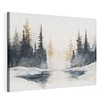 Wandbilder Aquarellmalerei eines verschneiten Waldes