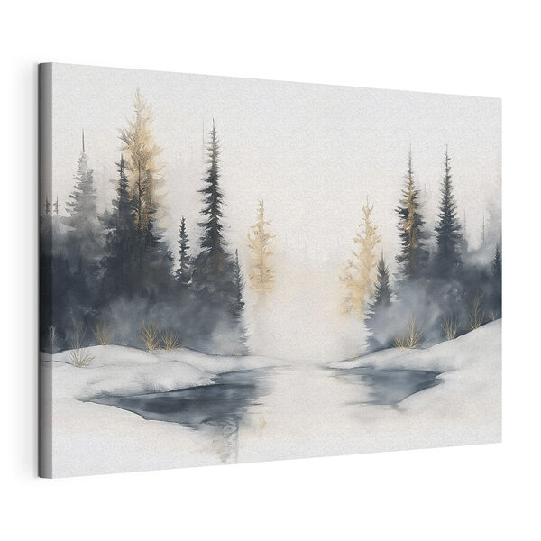 Aquarellmalerei eines verschneiten Waldes Wandbilder Aquarellmalerei eines verschneiten Waldes