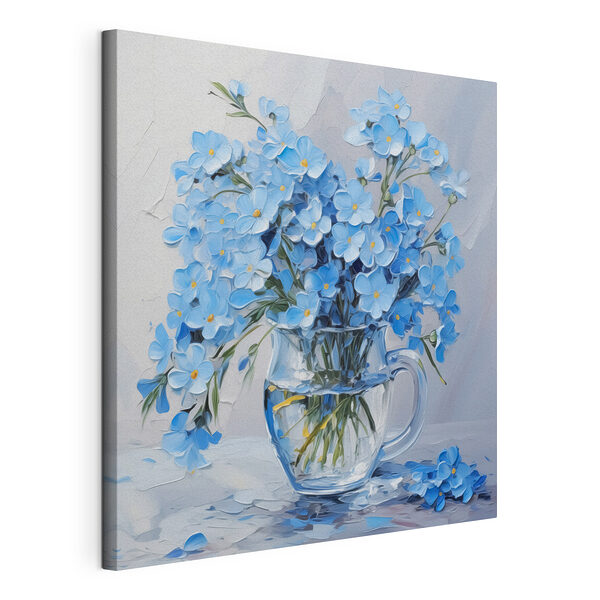 Gemälde mit blauen Blumen in einer Glasvase Wandbilder Gemälde mit blauen Blumen in einer Glasvase