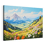 Wandbilder Landschaft mit Bergen und Blumen