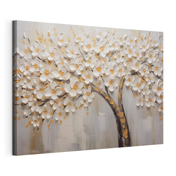 Gemälde eines Baumes mit weißen Blumen Wandbilder Gemälde eines Baumes mit weißen Blumen