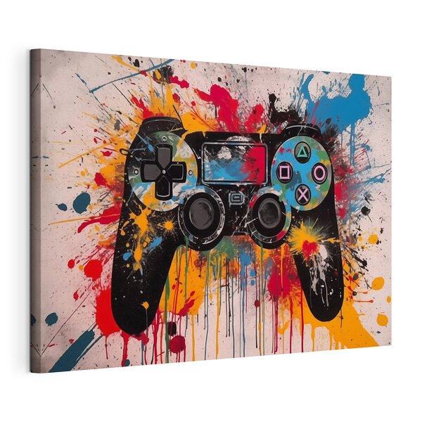 Videospiel-Controller mit Farbspritzern Wandbilder Videospiel-Controller mit Farbspritzern