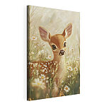 Wandbilder Baby-Hirsch in einem Blumenfeld