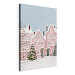 Wandbilder Rosa Haus mit Schnee darauf