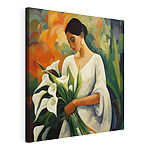 Wandbilder Gemälde einer Frau mit Blumen