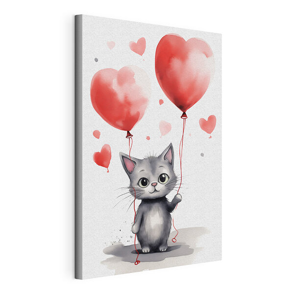 Katze hält Luftballons Wandbilder Katze hält Luftballons