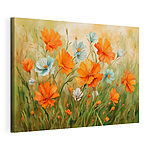 Wandbilder Malerei von orangefarbenen und weißen Blumen