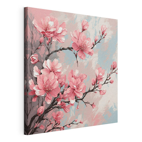 Malerei von rosa Blumen auf einem Zweig Wandbilder Malerei von rosa Blumen auf einem Zweig