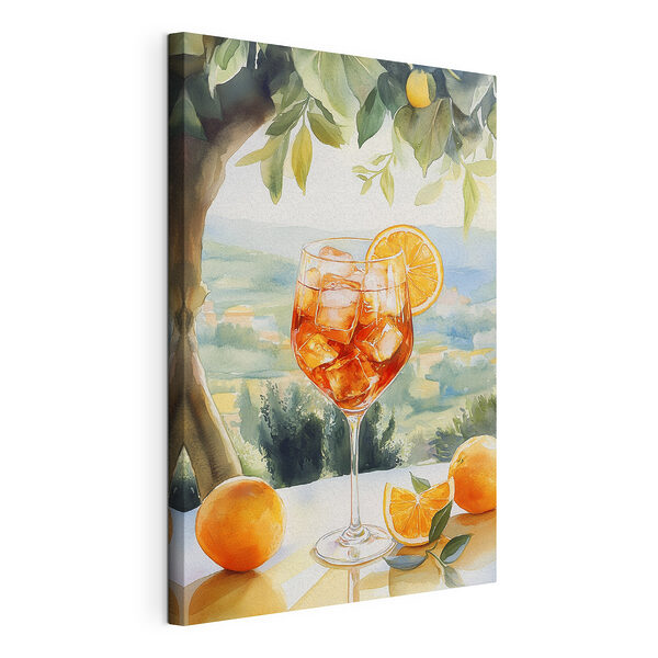 Wandbilder Glas mit Eis und Orangen