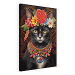 Wandbilder Katze mit Blumenkrone