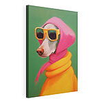 Wandbilder Hund mit rosa Halstuch und Sonnenbrille