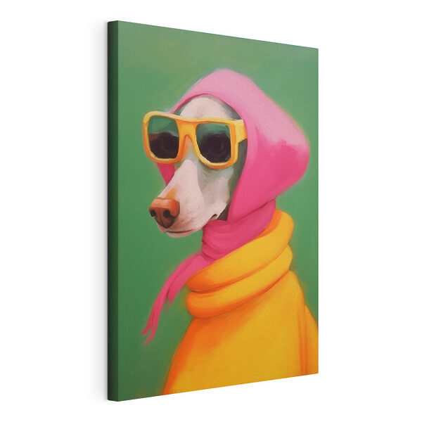 Hund mit rosa Halstuch und Sonnenbrille Wandbilder Hund mit rosa Halstuch und Sonnenbrille