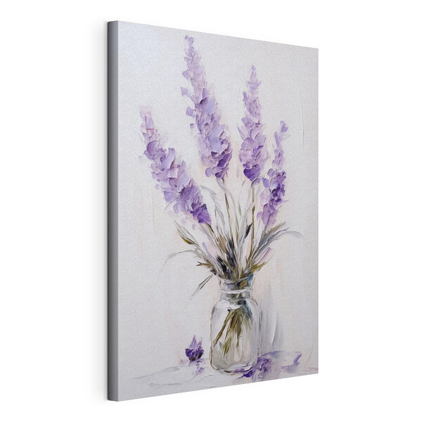 Gemälde mit lila Blumen in einer Glasvase Wandbilder Gemälde mit lila Blumen in einer Glasvase
