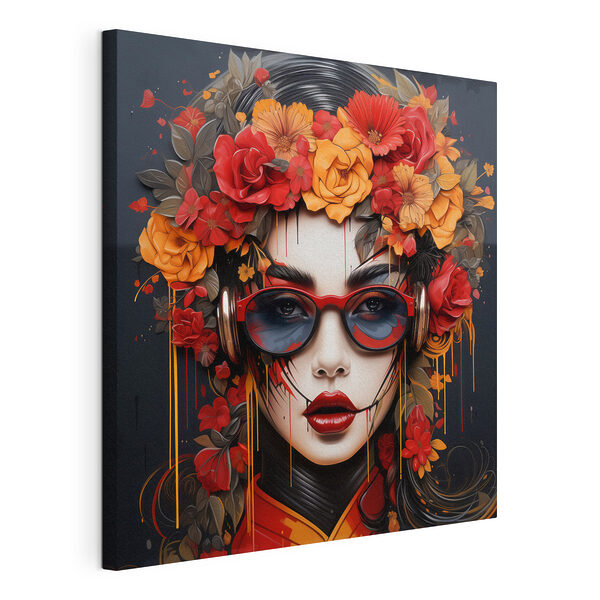 Wandbilder Frau mit Blumen im Haar und Brille (Artikelnummer: s43362) Wandbilder Wandbilder Frau mit Blumen im Haar und Brille (Artikelnummer: s43362)