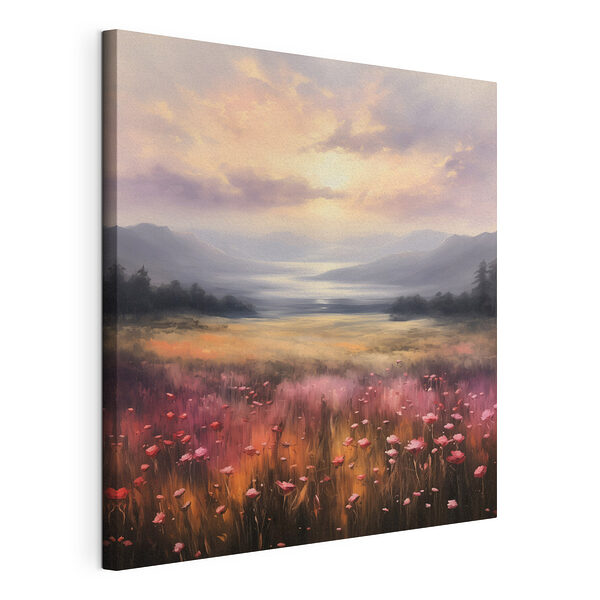 Blumenfeld mit Bergen im Hintergrund Wandbilder Blumenfeld mit Bergen im Hintergrund