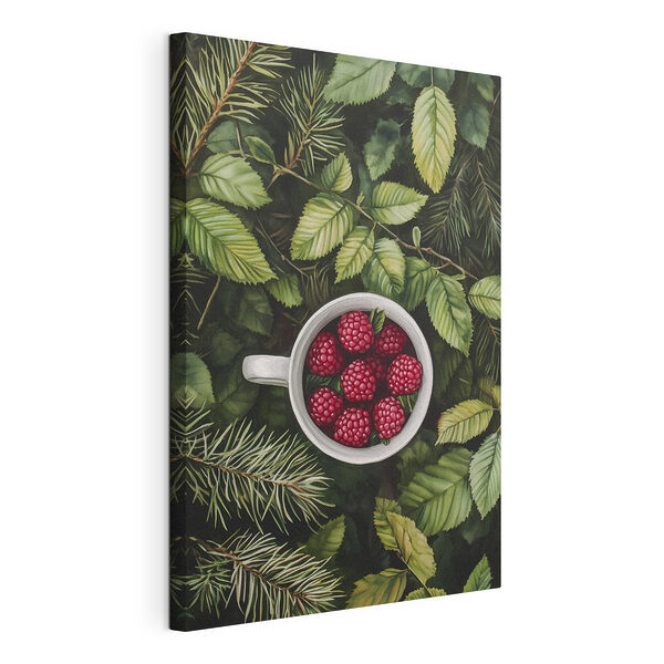 Wandbilder Wandbilder Becher mit Himbeeren in einem Baum (Artikelnummer: s44021)