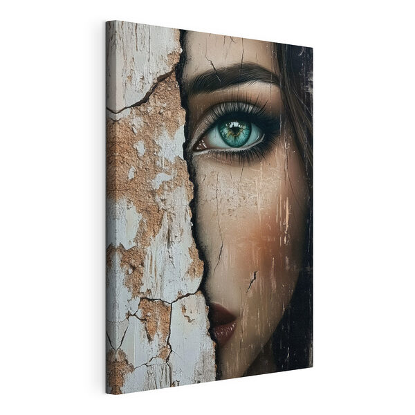 Frau’s Gesicht mit einer rissigen Wand Wandbilder Frau’s Gesicht mit einer rissigen Wand