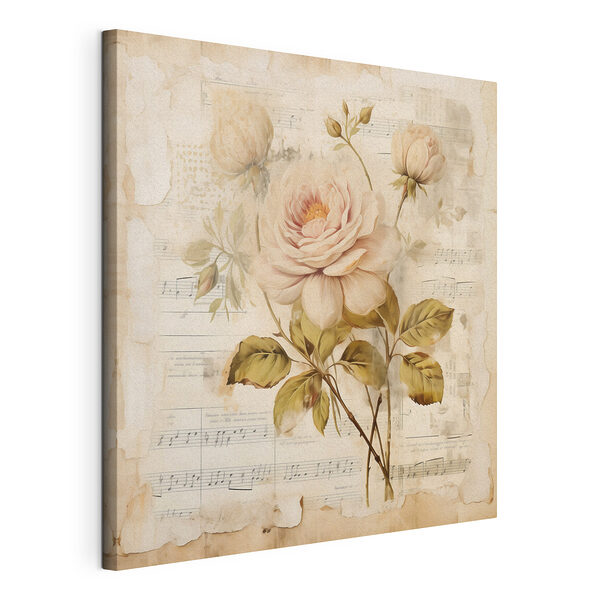 Wandbilder Gemälde von Blumen auf einem Notenblatt