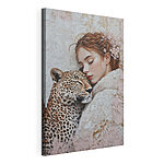 Wandbilder Frau mit Leopard
