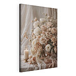 Wandbilder Eine Vase mit Blumen und eine Kerze
