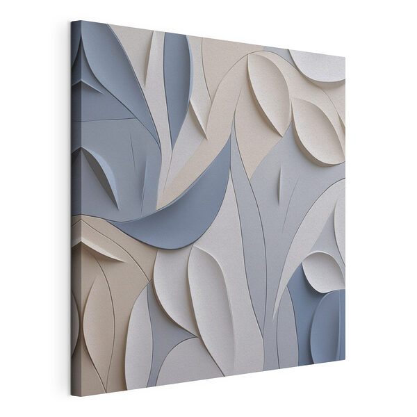 Wand mit weißen und blauen Blättern Wandbilder Wand mit weißen und blauen Blättern