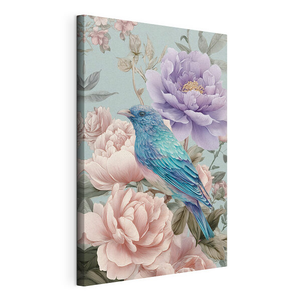 Wandbilder Ein blauer Vogel sitzt auf einer Blume (Artikelnummer: s47944) Wandbilder Wandbilder Ein blauer Vogel sitzt auf einer Blume (Artikelnummer: s47944)