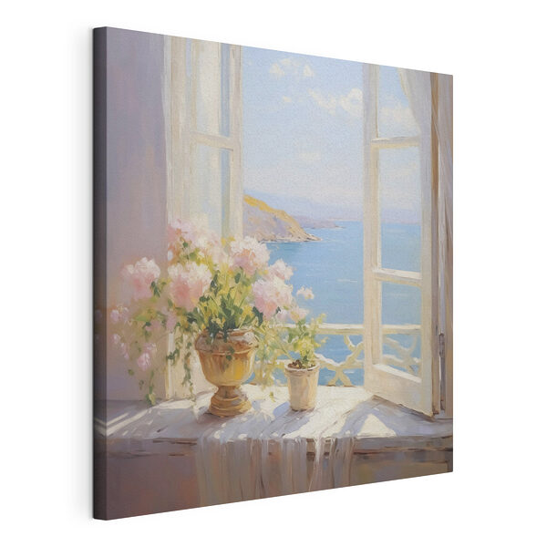Gemälde mit Blumen auf einer Fensterbank Wandbilder Gemälde mit Blumen auf einer Fensterbank