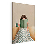 Wandbilder Frau, die ein Buch liest und eine Tasse in der Hand hält