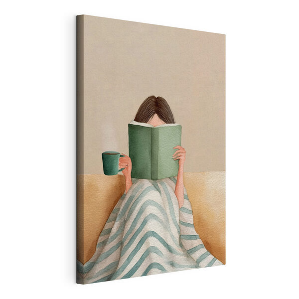 Wandbilder Frau, die ein Buch liest und eine Tasse in der Hand hält (Artikelnummer: s48114) Wandbilder Wandbilder Frau, die ein Buch liest und eine Tasse in der Hand hält (Artikelnummer: s48114)