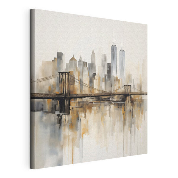 Wandbilder Wandbilder Brücke über dem Wasser mit der Skyline der Stadt im Hintergrund (Artikelnummer: s48406)
