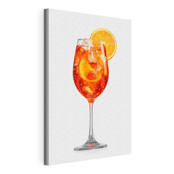 Wandbilder Wandbilder Ein Glas Orangengetränk mit Eis und einer Orangenscheibe (Artikelnummer: s48431)
