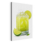 Wandbilder Ein Glas Limettensaft mit Eis und Limettenscheiben